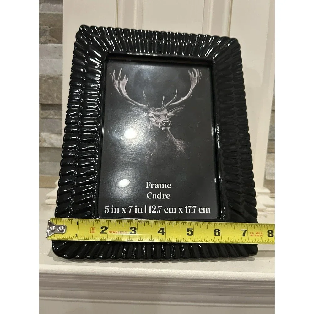 Ashland Silent Night Black Glossy Rectangle Freestanding Photo Frame 5x7 in